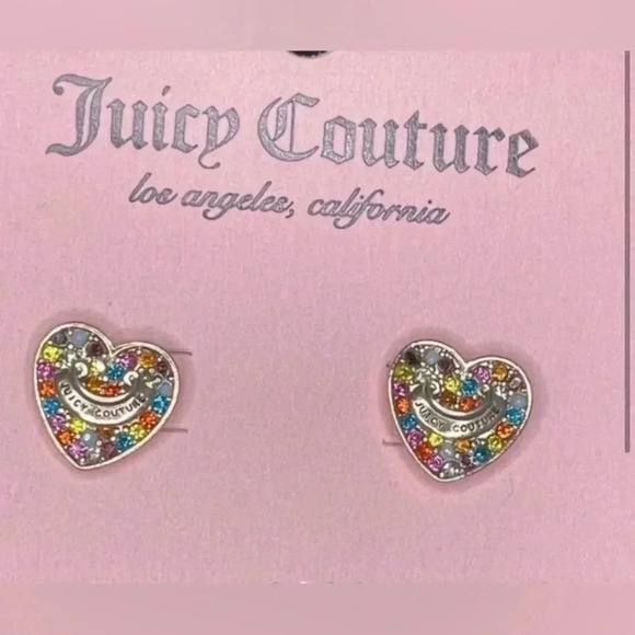 NEW JUICY COUTURE RAINBOW HEART STUD EARRINGS - Picture 2 of 3